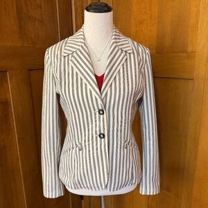 St. John Black & White Lightweight Pinstripe Blazer